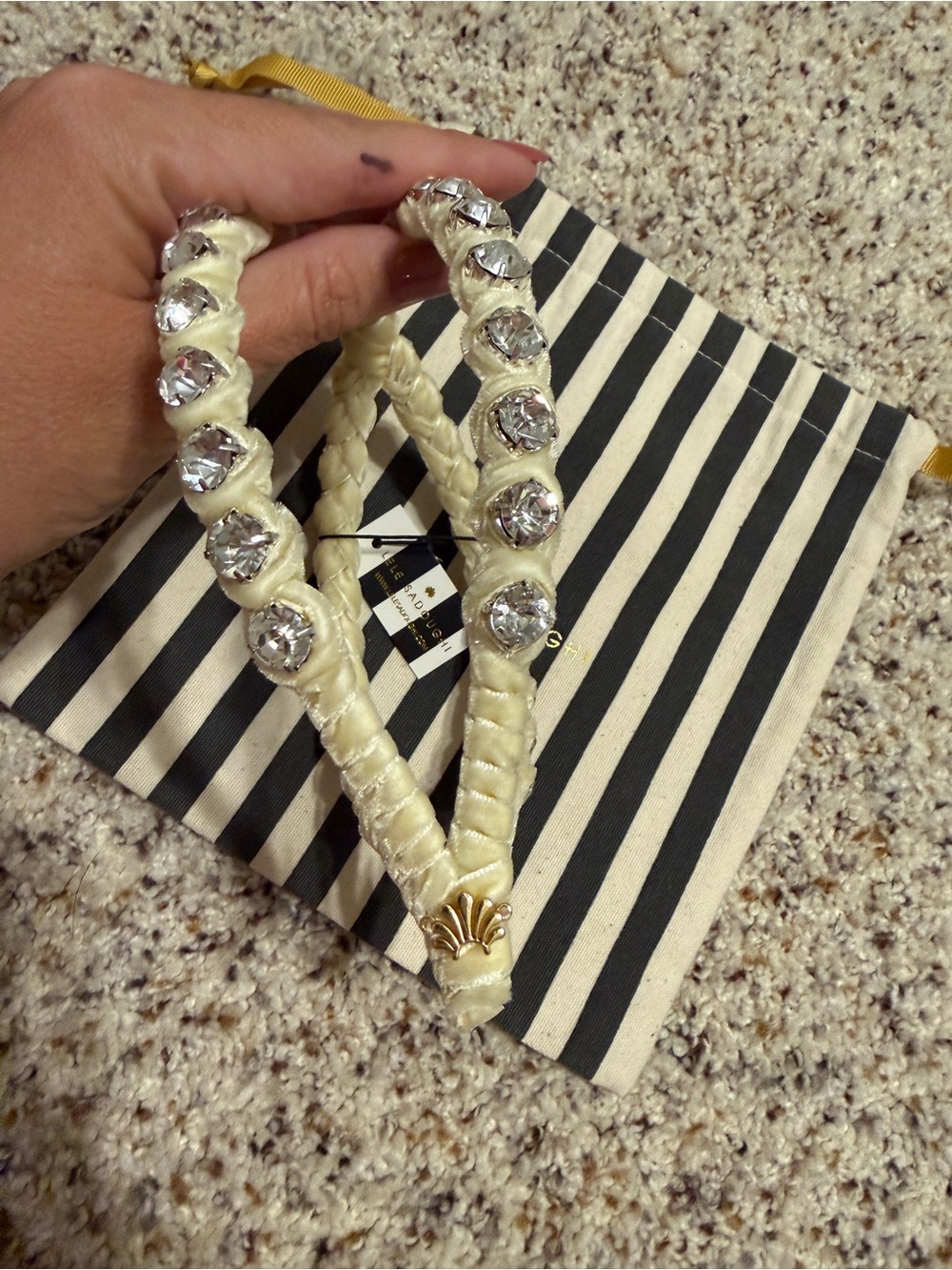 Lele Sadoughi Crystal Crossover Headband - Ivory - Picture 6 of 12